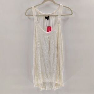 Suzanne Betro White Lace Overlay Tank Top size 2X New With Tags